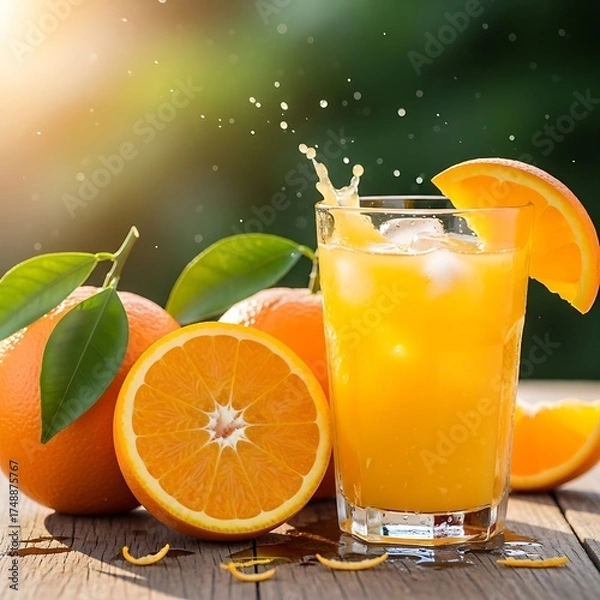 Fototapeta Refreshing Orange Juice - A Vibrant Splash of Citrus Delight.
