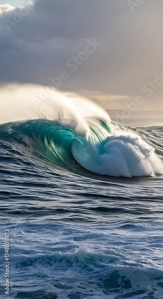 Fototapeta Ocean Wave Crashing with Power and Beauty in the Sunlight.