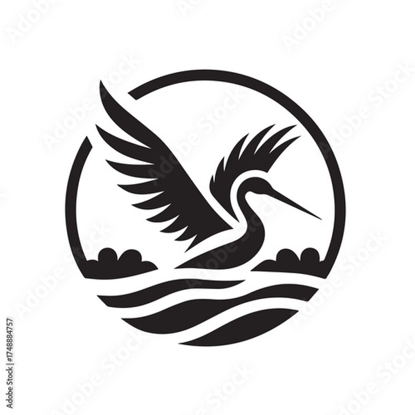 Obraz black and white stork logo vector