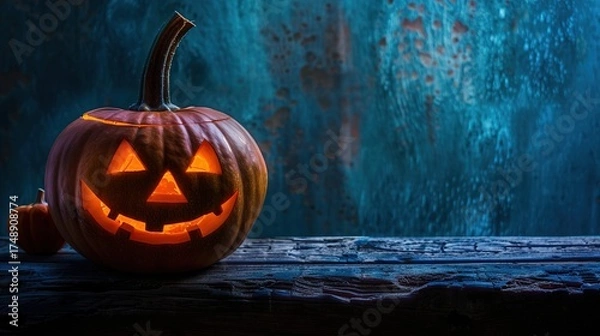 Fototapeta Warm & Festive High-Resolution Jack-o'-lantern Halloween Background – Perfect for Halloween Party Invitations, Home Decor Prints, Social Media Covers (Instagram, Facebook, Xiaohongshu) & E-Commerce 