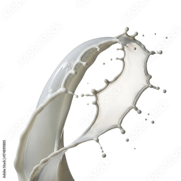 Fototapeta Dairy splash in motion against a white background, a dynamic liquid formation