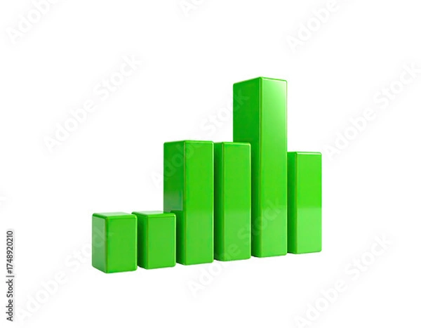 Obraz Vibrant green 3D bar graph rising against a black background