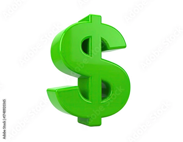 Obraz Shiny green 3D dollar symbol isolated on a black background