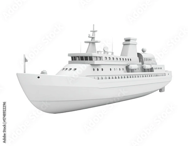 Obraz White, generic passenger ship with multiple decks, radar, and flagpole