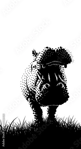 Fototapeta Monochrome Hippopotamus Portrait - A Study in Contrasts and Textures.