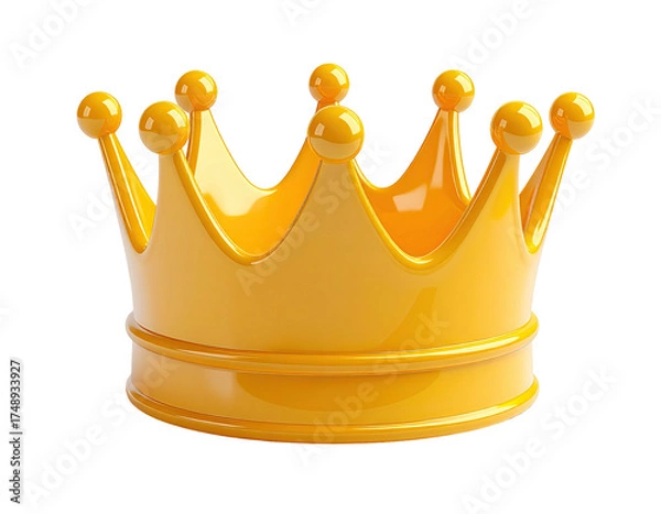 Fototapeta Gleaming, golden crown with rounded spikes, isolated against a black background