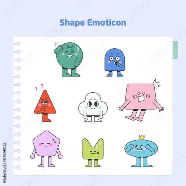 Fototapeta 도형 캐릭터 이모티콘