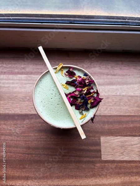 Obraz A cup of hot matcha latte.