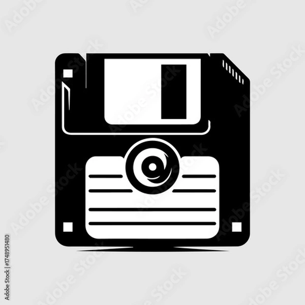Obraz Minimalist Monochromatic Floppy Disk Save Icon
