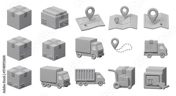 Fototapeta Efficient logistics planning with delivery trucks and package tracking for modern businesses, visualizing a streamlined supply chain and distribution network