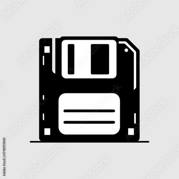 Obraz Minimalist Monochromatic Floppy Disk Save Icon