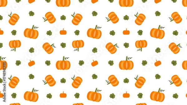 Obraz seamless pattern background with pumpkins and leaves