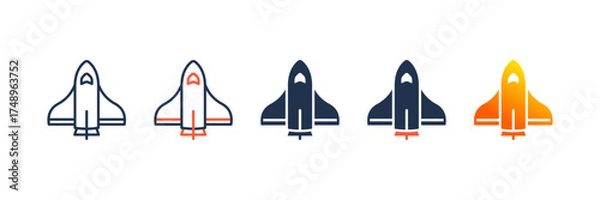 Fototapeta Spacecraft icon set multiple style collection