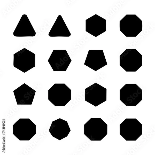Fototapeta Polygon Shapes Collection – Geometric Abstract Vector Icons