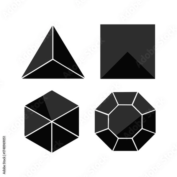 Fototapeta Geometric Crystal Facets – Abstract Gemstone Vector Set