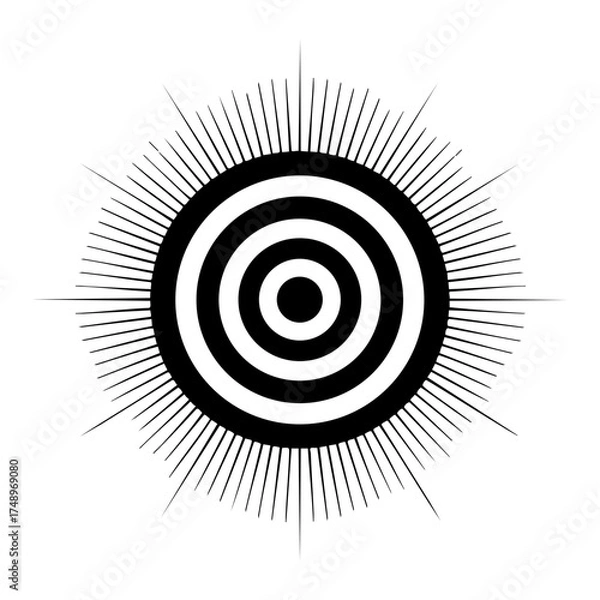 Fototapeta Geometric Sunburst Target – Minimal Abstract Vector Design