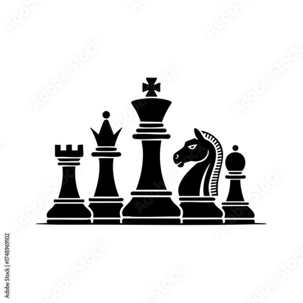 Fototapeta Chess Pieces Set – Strategy Game Icon Vector