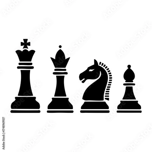 Fototapeta Chess Pieces Set – Strategy Game Icon Vector