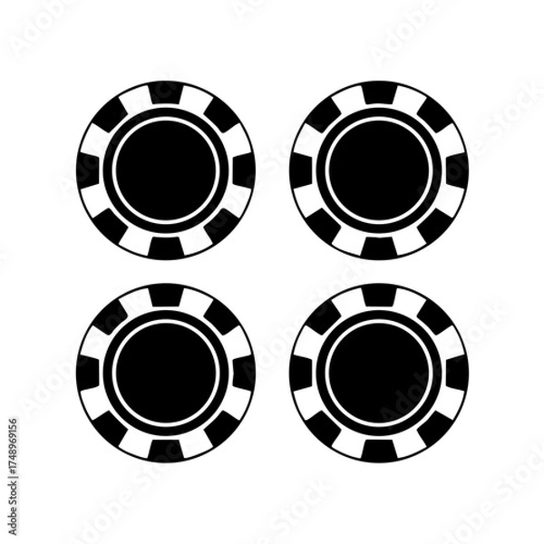 Fototapeta Geometric Poker Chip Pattern – Minimal Abstract Vector Design