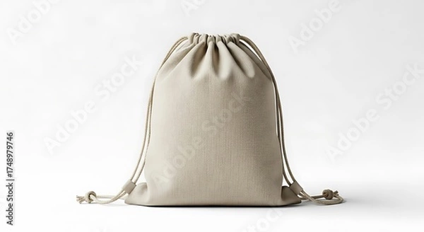 Fototapeta Beige Drawstring Bag - A Simple and Versatile Accessory.