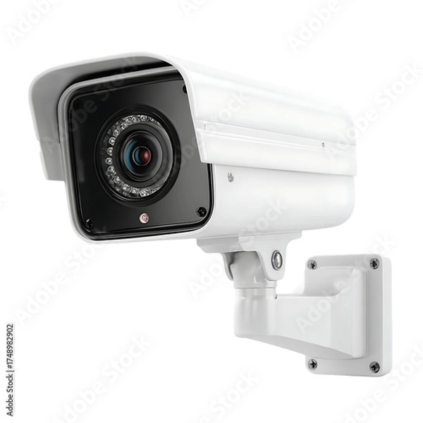 Fototapeta Security camera isolated on transparent background for surveillance and crime prevention