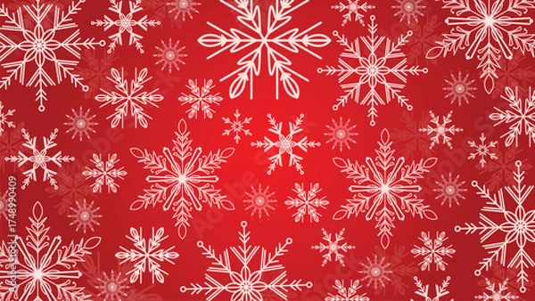 Fototapeta Red christmas snowflake background vector.
