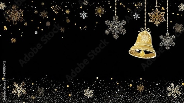Obraz Luxurious Black and Gold Christmas Tree Background: Exuding Elegant Festive Atmosphere, Perfect for Holiday Cards, Festive Decorations, Social Media Posts, and High-End Christmas-Themed Design Project