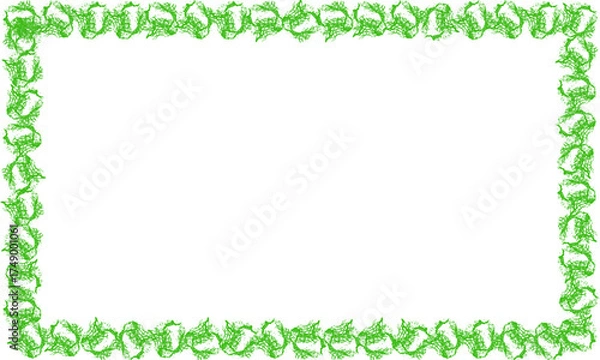 Obraz Abstract Rectangular Frame Border of Bright Green Tangled Scribble Texture