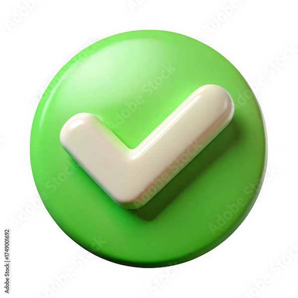 Fototapeta Green circle check mark icon isolated on transparent background