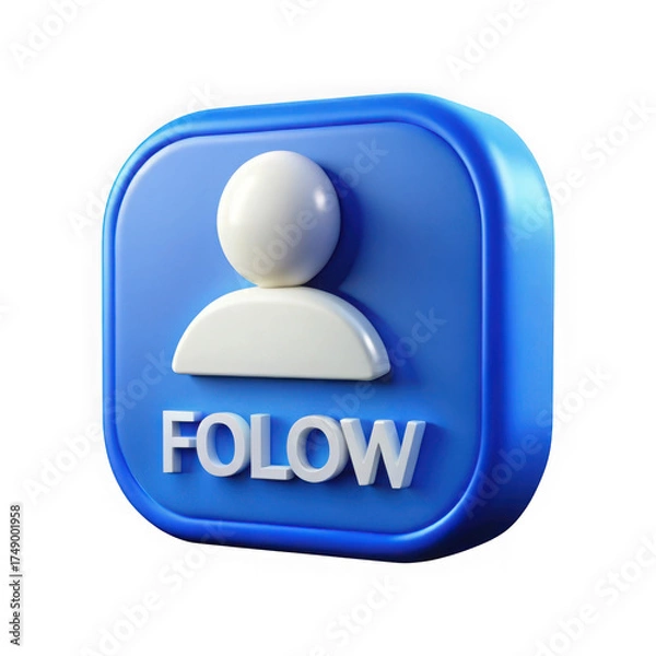 Fototapeta Blue follow button icon isolated on transparent background