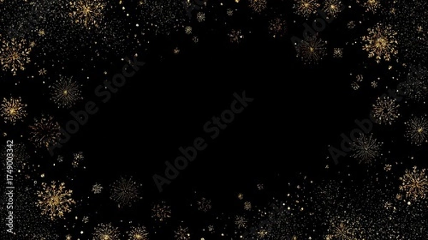 Fototapeta Luxurious Black and Gold Christmas Tree Background: Exuding Elegant Festive Atmosphere, Perfect for Holiday Cards, Festive Decorations, Social Media Posts, and High-End Christmas-Themed Design Project