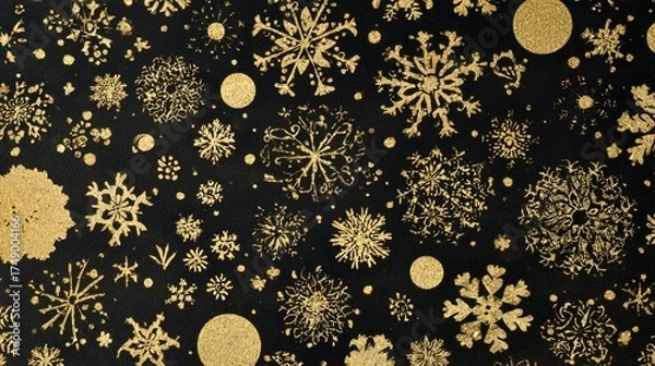 Fototapeta Luxurious Black and Gold Christmas Tree Background: Exuding Elegant Festive Atmosphere, Perfect for Holiday Cards, Festive Decorations, Social Media Posts, and High-End Christmas-Themed Design Project