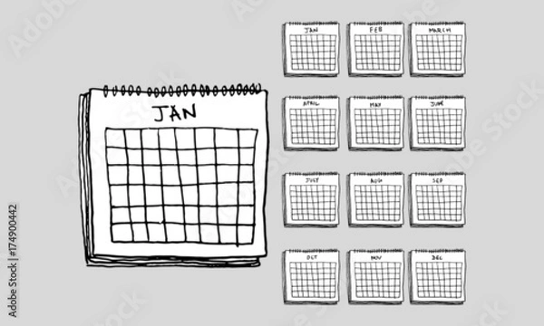Fototapeta Hand Drawn Calendar Vector Illustration