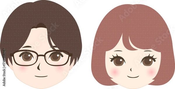 Obraz 正面を向いた男性と女性