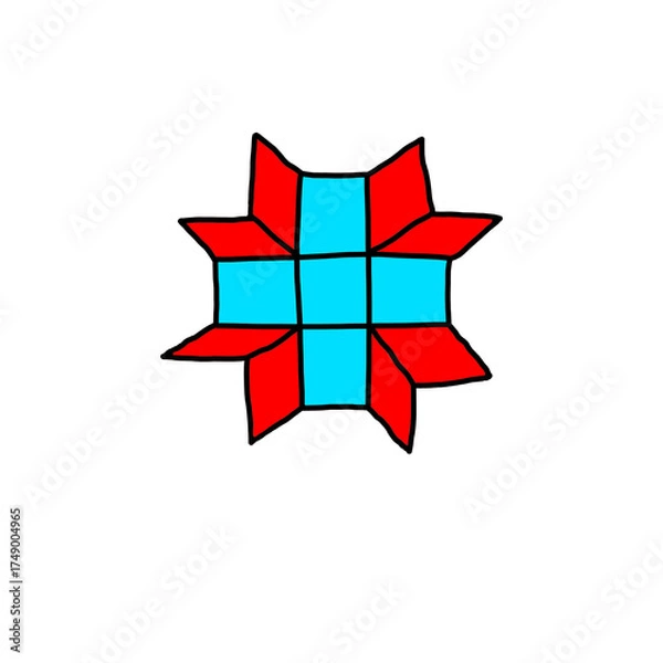 Obraz geometric-eight-pointed-star-red-cyan-vector
