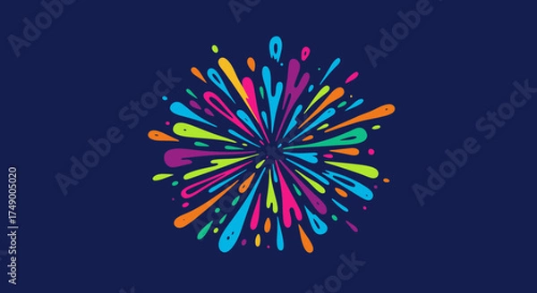 Obraz A vibrant explosion of colorful paint splatters radiates outward from a central point, creating a dynamic and energetic abstract design.