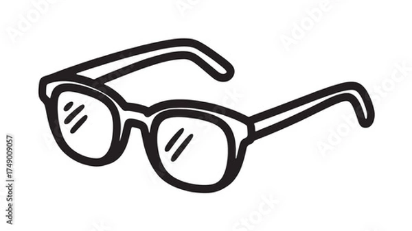 Fototapeta Simple black and white illustration of eyeglasses on a white background, representing vision and knowledge.