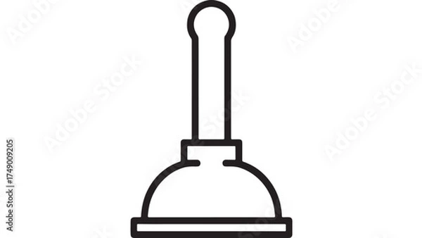 Fototapeta Simple line art illustration of a plunger tool for plumbing emergencies