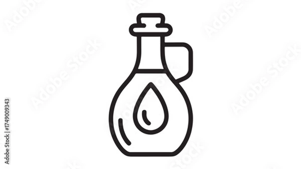 Obraz Simple line art illustration of a glass bottle with a handle, containing a liquid drop.