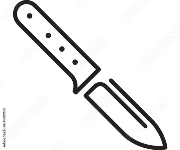 Fototapeta Simple line drawing of a kitchen knife, clean and modern design