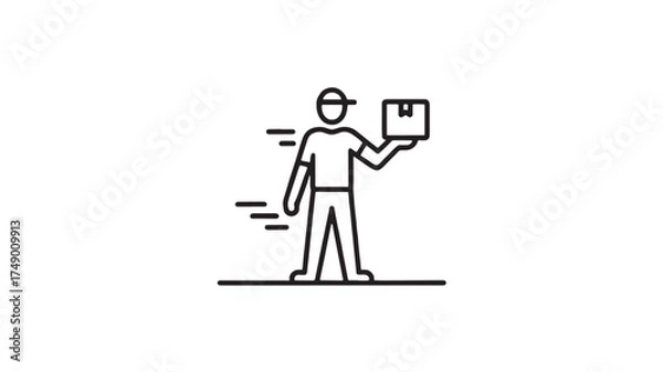 Obraz Delivery person holding a package, symbolizing fast and efficient shipping services.
