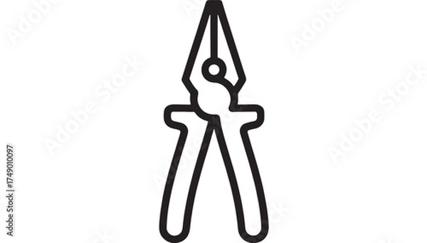 Fototapeta Simple line drawing of pliers on a white background, symbolizing tools and repair.