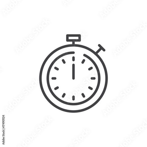 Fototapeta Timer line icon, outline vector sign, linear style pictogram isolated on white. Stopwatch symbol, logo illustration. Editable stroke
