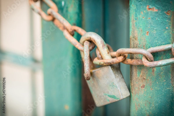 Obraz Rusty steel and lock.