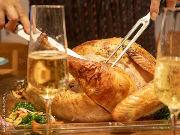 Fototapeta 黄金のターキー、祝宴の瞬間