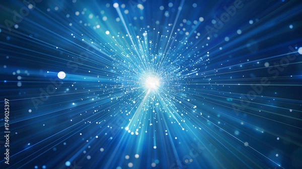 Obraz Abstract blue light burst with particles