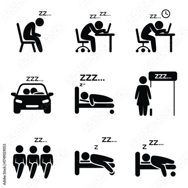 Fototapeta Sleeping people icon set