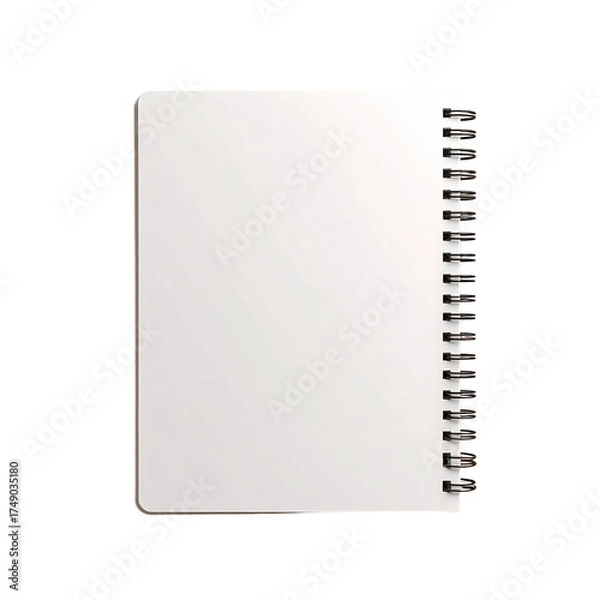 Fototapeta Open Spiral Notebook with Blank Pages on Transparent Background