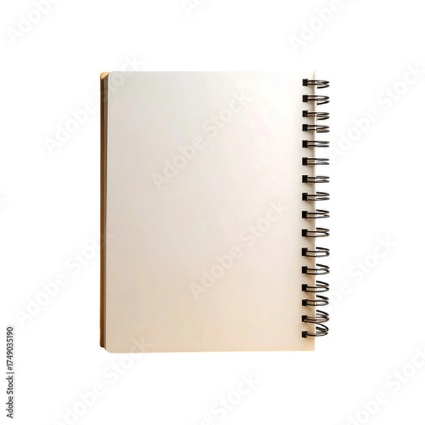 Fototapeta Isolated Spiral Notebook with Blank Pages on Transparent Background - Front View