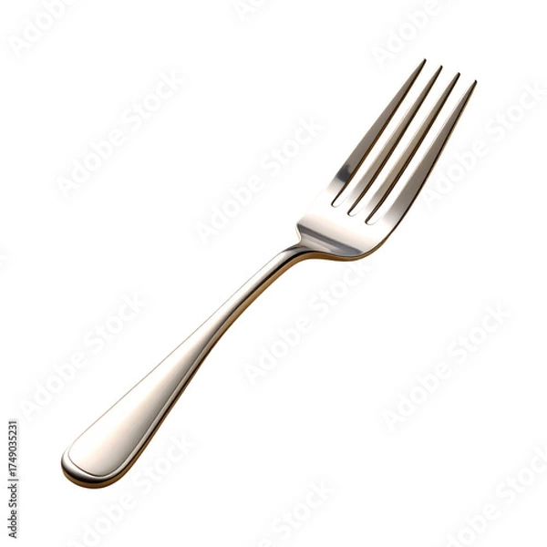 Fototapeta Shiny Silver Fork Isolated on Transparent Background for Culinary Designs